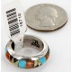 Handmade Signed Certified Authentic Navajo Inlaid .925 Sterling Silver Natural Turquoise Black Onyx Spiny Oyster and Mother of Pearl Native American Ring  16710