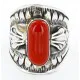 Handmade Navajo .925 Sterling Silver Coral Native American Ring 17906 Handmade Navajo .925 Sterling Silver Coral Native American Ring 17906