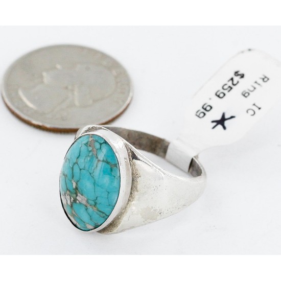 Handmade Certified Authentic Navajo .925 Sterling Silver Natural Turquoise Native American Ring  16448