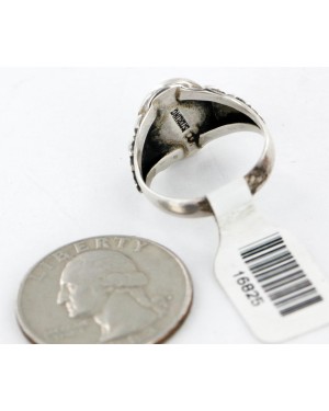 Handmade Certified Authentic Navajo T.Begay .925 Sterling Silver Natural White Buffalo Native American Ring  16825