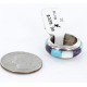 Handmade Signed Certified Authentic Navajo Inlaid .925 Sterling Silver Natural Turquoise Purple Spiny Oyster and Mother of Pearl Native American Ring  16872-0