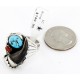 Handmade Certified Authentic Claw Signed Navajo .925 Sterling Silver Natural Turquoise and Coral Native American Ring  16924