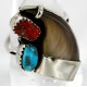 Handmade Certified Authentic Claw Signed Navajo .925 Sterling Silver Natural Turquoise and Coral Native American Ring 16925 Handmade Certified Authentic Claw Signed Navajo .925 Sterling Silver Natural Turquoise and Coral Native American Ring 16925