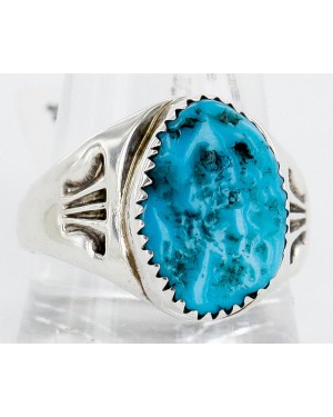 Handmade Certified Authentic Navajo .925 Sterling Silver Natural Turquoise Native American Ring 16428 Handmade Certified Authentic Navajo .925 Sterling Silver Natural Turquoise Native American Ring 16428