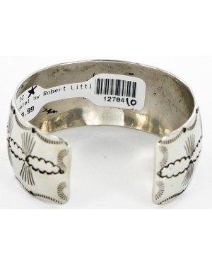 Handmade Certified Authentic Navajo Nickel Natural Turquoise Native American Bracelet 12784-10