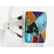 Handmade Certified Authentic Signed Navajo Inlaid .925 Sterling Silver Turquoise Multicolor Stones Native American Ring  12639
