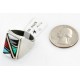 Handmade Certified Authentic Zuni Signed .925 Sterling Silver Inlaid Natural Turquoise Black Onyx and Mother of Pearl Multicolor Native American Ring  16143