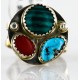 .925 Sterling Silver and 12kt Gold Filled Handmade Certified Authentic Navajo Multi color Native American Ring  12691-4