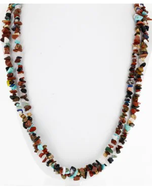 Large 2 Strand Navajo .925 Sterling Silver Multicolor Stones Native American Necklace 16010 Large 2 Strand Navajo .925 Sterling Silver Multicolor Stones Native American Necklace 16010