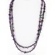 Certified Authentic 2 Strand Navajo .925 Sterling Silver Turquoise and AMETHYST Native American Necklace 16011