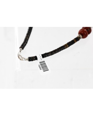Certified Authentic 4 Strand Navajo .925 Sterling Silver and Turquoise and Coral Native American Necklace 15958