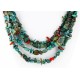 Certified Authentic 4 Strand Navajo .925 Sterling Silver and Turquoise and Coral Native American Necklace 15958