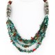 Certified Authentic 4 Strand Navajo .925 Sterling Silver and Turquoise and Coral Native American Necklace 15958