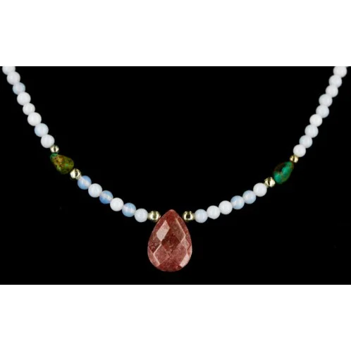 Navajo .925 Sterling Silver Opalite Jasper and Turquoise Native American Necklace 25231-18 Navajo .925 Sterling Silver Opalite Jasper and Turquoise Native American Necklace 25231-18