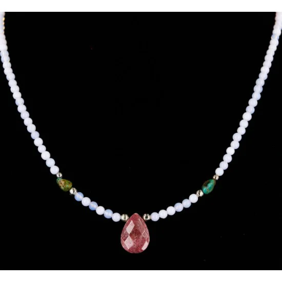 Navajo .925 Sterling Silver Opalite Jasper and Turquoise Native American Necklace 25231-18 Navajo .925 Sterling Silver Opalite Jasper and Turquoise Native American Necklace 25231-18