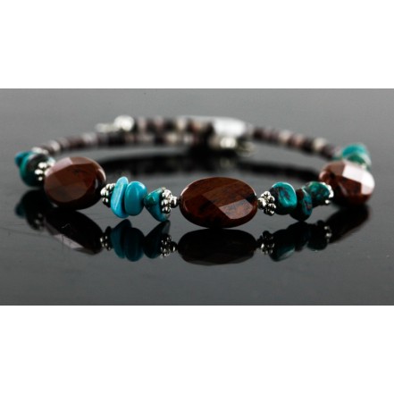 Certified Authentic Navajo Turquoise and Carnelian Native American WRAP Bracelet 12745