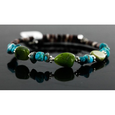 Certified Authentic Navajo Turquoise and JADE Native American WRAP Bracelet 12749