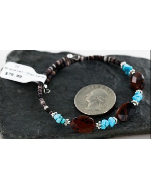 Certified Authentic Navajo beauty Turquoise and Carnelian Native American WRAP Bracelet 12746