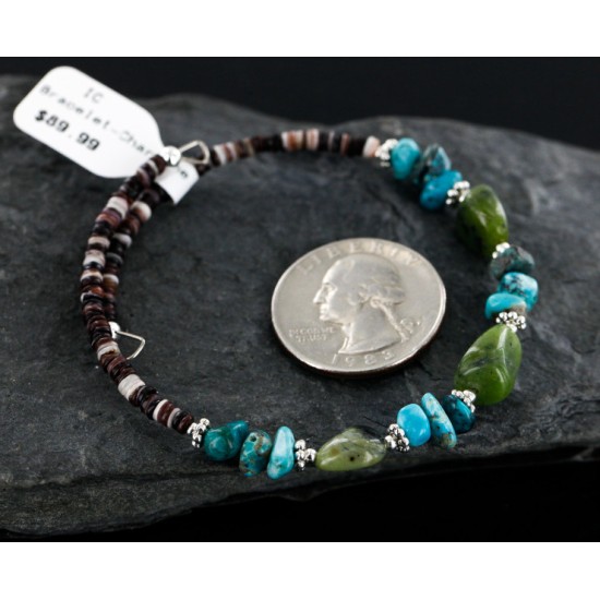 Certified Authentic Navajo Turquoise and JADE Native American WRAP Bracelet 12749