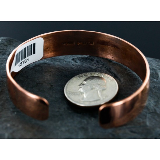 Handmade Certified Authentic Navajo Pure .925 Sterling Silver and Copper Native American Bracelet 12751