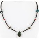 Certified Authentic Navajo .925 Sterling Silver Natural Turquoise and Coral Drop Native American Necklace 750172