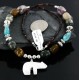 Carved Bear Certified Authentic Navajo .925 Sterling Silver Agate Turquoise Native American Necklace 750177