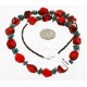 Certified Authentic Navajo .925 Sterling Silver Natural Turquoise Coral Native American Necklace 15998