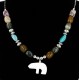 Carved Bear Certified Authentic Navajo .925 Sterling Silver Agate Turquoise Native American Necklace 750177