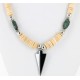 Certified Authentic Navajo .925 Sterling Silver Graduated Melon Shell Turquoise and Hematite Native American Necklace 25244