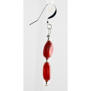 Certified Authentic Navajo .925 Sterling Silver Hooks Natural Coral Disks Native American Earrings 18073