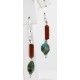 Certified Authentic Navajo .925 Sterling Silver Hooks Natural Turquoise and Goldstone Native American Earrings 18074