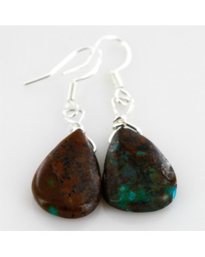 Drop Certified Authentic Navajo .925 Sterling Silver Hooks Natural Turquoise Native American Earrings  18072
