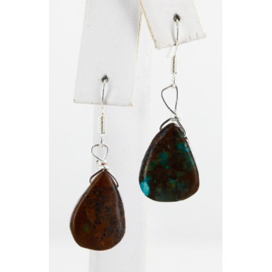 Drop Certified Authentic Navajo .925 Sterling Silver Hooks Natural Turquoise Native American Earrings  18072