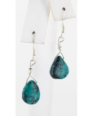 Drop Certified Authentic Navajo .925 Sterling Silver Hooks Natural Turquoise Native American Earrings 18075