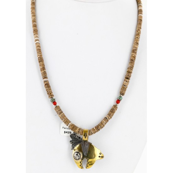 12kt Gold Filled .925 Sterling Silver Handmade Bear Certified Authentic Navajo Jasper Native American Necklace 24303