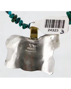 .925 Sterling Silver 12kt Gold Filled Handmade Horse Certified Authentic Navajo Turquoise Native American Necklace 24323-3