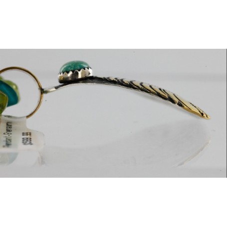 .925 Sterling Silver 12kt Gold Filled Handmade HORSE Certified Authentic Navajo Turquoise Native American Necklace 24325-1