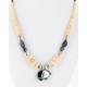 Certified Authentic Bear Navajo Native .925 Sterling Silver Graduated Heishi Turquoise and Hematite Native American Necklace 25245