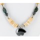 Certified Authentic Bear Navajo Native .925 Sterling Silver Graduated Heishi Turquoise and Hematite Native American Necklace 25245