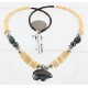 Certified Authentic Bear Navajo Native .925 Sterling Silver Graduated Heishi Turquoise and Hematite Native American Necklace 25245