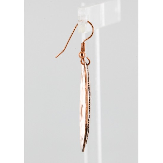 Handmade Certified Authentic Navajo Handstamped Real Handmade Copper Native American Earrings 16976-1