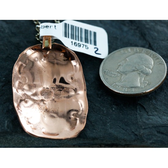 Handmade Certified Authentic Navajo Handstamped Real Handmade Copper Pendant Native American Necklace 16975-2