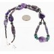Certified Authentic Navajo .925 Sterling Silver Natural PURPLE AGATE AMETHYST TURQUOISE AND HEMATITE Native American Necklace 16001