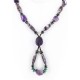 Certified Authentic Navajo .925 Sterling Silver Natural PURPLE AGATE AMETHYST TURQUOISE AND HEMATITE Native American Necklace 16001
