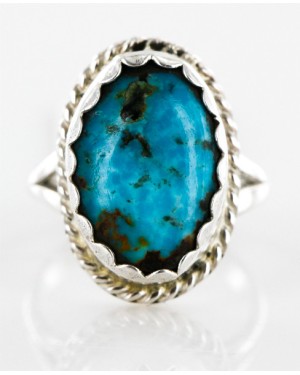 Handmade Certified Authentic Navajo .925 Sterling Silver Natural Turquoise Native American Ring  16934