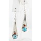$180 Certified Authentic Navajo .925 Sterling Silver Natural Turquoise Coral Native American Earrings 18079-3