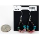 Certified Authentic Navajo .925 Sterling Silver Hooks Natural Turquoise Pink Agate HEISHI HOOP Native American Earrings 18081-2