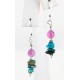 Certified Authentic Navajo .925 Sterling Silver Hooks Natural Turquoise and Purple Quartz Native American Earrings 18083-1