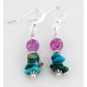 Certified Authentic Navajo .925 Sterling Silver Hooks Natural Turquoise and Purple Quartz Native American Earrings 18083-1
