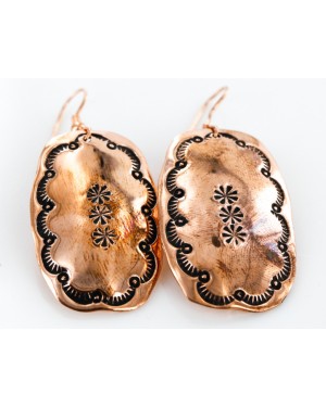 Handmade Certified Authentic Navajo Pure Copper Native American Earrings  16976-2